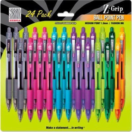 ZEBRA PEN Zebra Z-Grip Retractable Ballpoint Pen, Assorted Ink, Medium Point, 24/Pack 12271